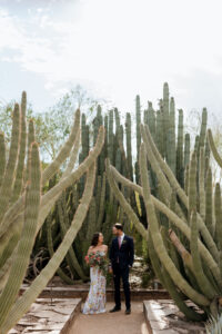 Bride and groom at desert wedding